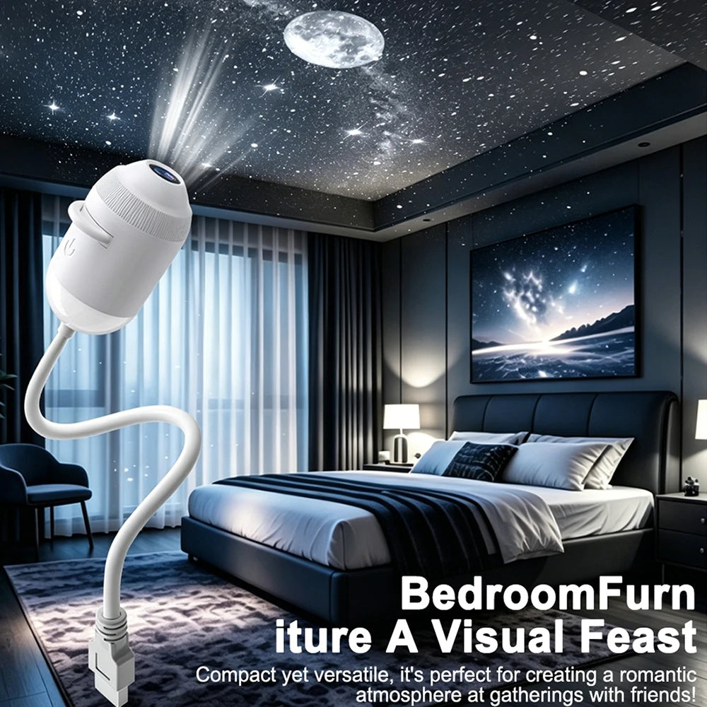 2 in 1 USB Star Galaxy Projector Light Car Interior Roof Ambient Projection Lamp Manual Focus Atmosphere Starry Sky Night Light