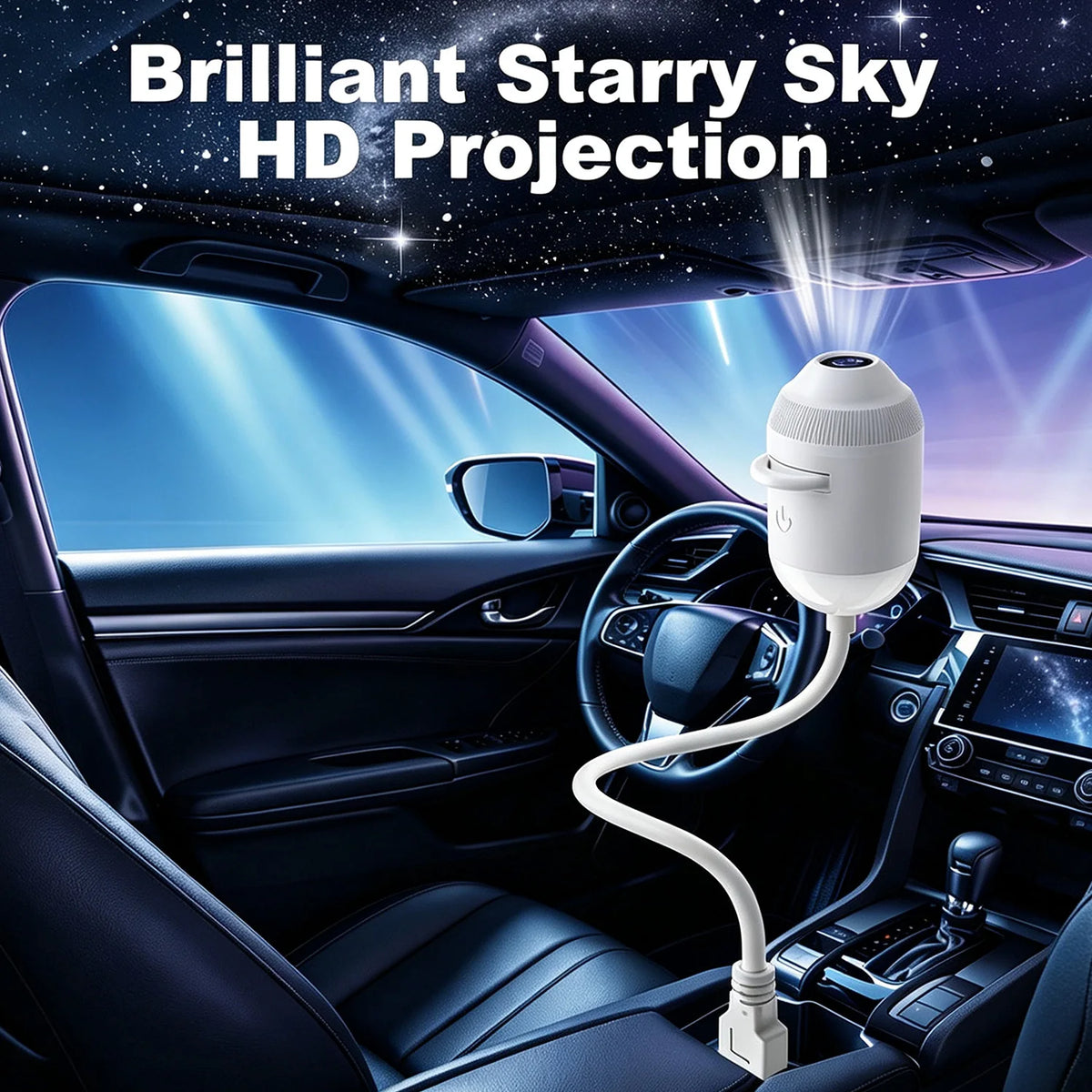 2 in 1 USB Star Galaxy Projector Light Car Interior Roof Ambient Projection Lamp Manual Focus Atmosphere Starry Sky Night Light