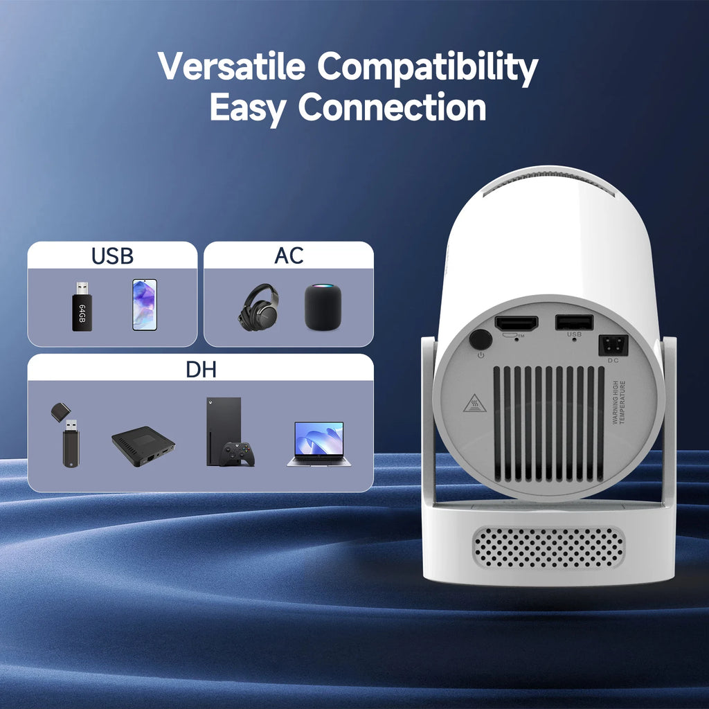 Fantic Projector Built in 5W Speaker 1280*720P Android 14 8000 Lumens Wifi6 BT5.4 Outdoor Portable Projector