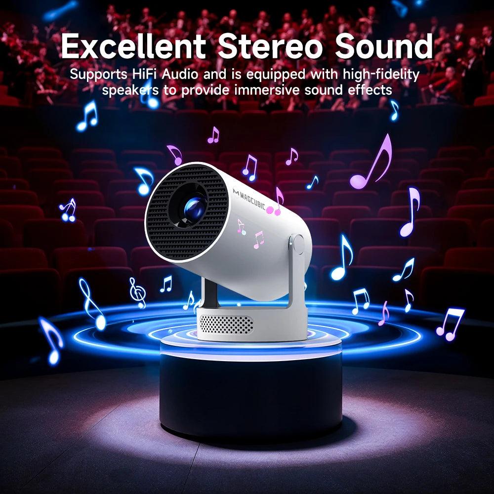 Fantic Projector Built in 5W Speaker 1280*720P Android 14 8000 Lumens Wifi6 BT5.4 Outdoor Portable Projector